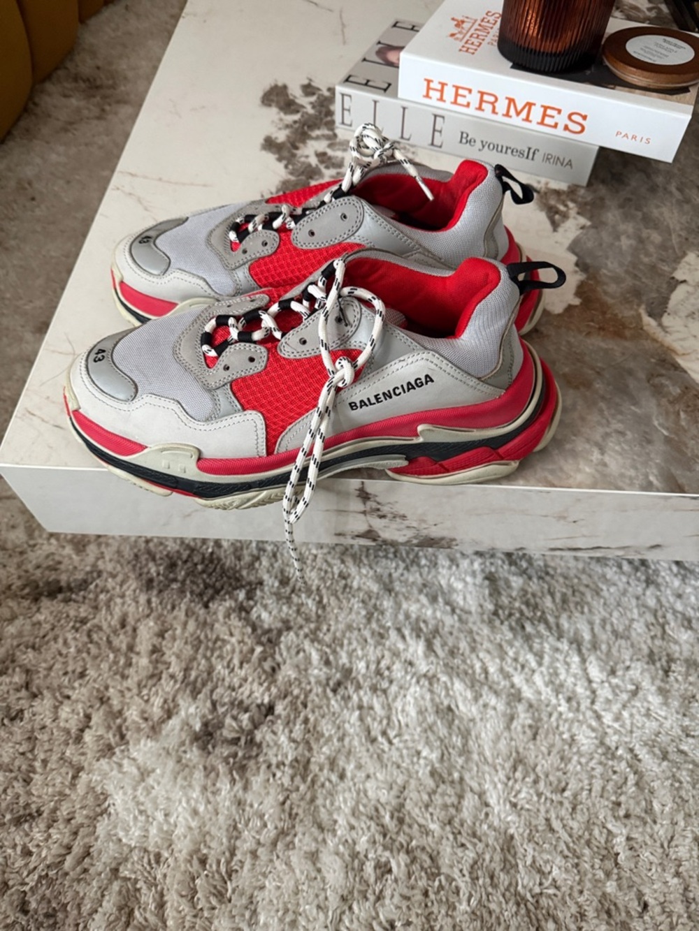 Balenciaga Red and Gray Men's Triple-S Sneakers - Picture 4 of 4